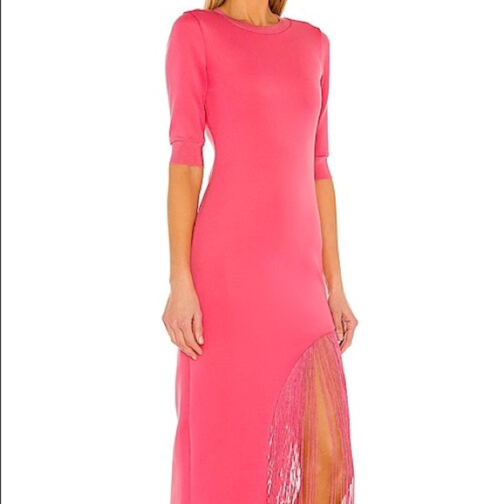 NWT Alice Olivia Keanna Asymmetric Fringe Pink Dress